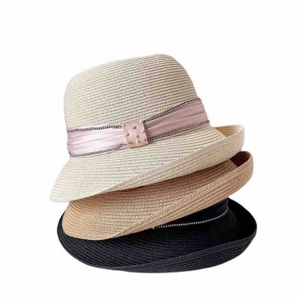 2024 new ladies women Sun Hats paper Straw beach sunscreen cloche hat with satin diamond ribbon 2024 new ladies women Sun Hats paper Straw beach sunscreen cloche hat with satin diamond ribbon