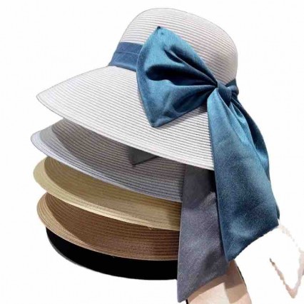 2024 new ladies women Sun Hats paper Straw wide brim beach hat cloche hat with big satin bowknot ribbon for Travel Outdoor 2024 new ladies women Sun Hats paper Straw wide brim beach hat cloche hat with big satin bowknot ribbon for Travel Outdoor