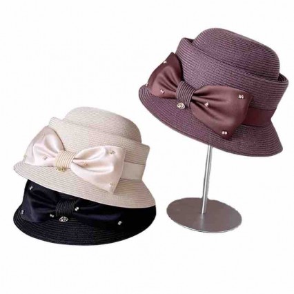 2024 new ladies women Sun Hats paper Straw wide brim beach hat cloche hat with satin bowknot for Travel Outdoor 2024 new ladies women Sun Hats paper Straw wide brim beach hat cloche hat with satin bowknot for Travel Outdoor
