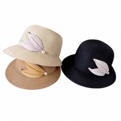 2024 new ladies women Sun Hats paper Straw wide brim beach hat cloche hat with satin leaves for Travel Outdoor 2024 new ladies women Sun Hats paper Straw wide brim beach hat cloche hat with satin leaves for Travel Outdoor