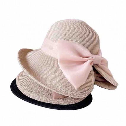 2024 new ladies women Sun Hats paper Straw wide brim split back beach hat cloche hat with big satin bowknot for Travel Outdoor 2024 new ladies women Sun Hats paper Straw wide brim split back beach hat cloche hat with big satin bowknot for Travel Outdoor