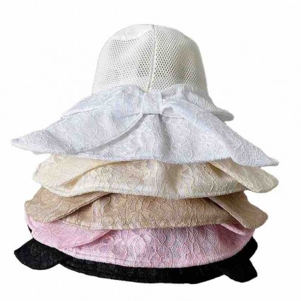 wholesale women ladies breathable lace wide brim sunscreen floppy Fisherman bucket Hats Travel beach sun hat with big bowknot wholesale women ladies breathable lace wide brim sunscreen floppy Fisherman bucket Hats Travel beach sun hat with big bowknot