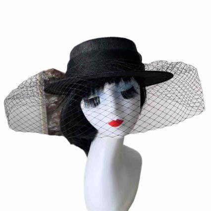 wide brim sinamay Church formal hat Kentucky Derby Fascinator Tea Party Wedding elegant hat for ladies sun hats with mesh veil wide brim sinamay Church formal hat Kentucky Derby Fascinator Tea Party Wedding elegant hat for ladies sun hats with mesh veil