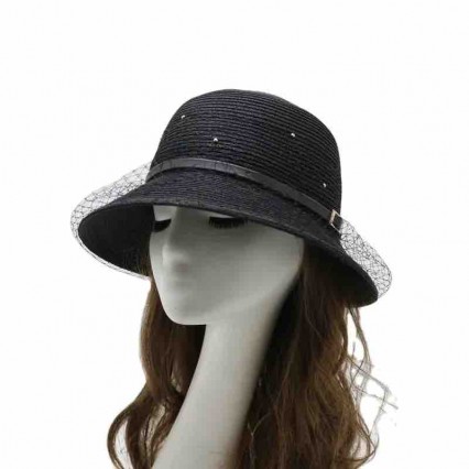 2024 new ladies women Sun Hats paper Straw wide brim beach hat for women cloche hat with mesh veil for Travel Outdoor 2024 new ladies women Sun Hats paper Straw wide brim beach hat for women cloche hat with mesh veil for Travel Outdoor