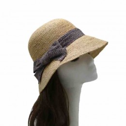 women Sun Hats packable wide Brim raffia Straw beach hat for women with bowknot bucket cloche hat for Travel Outdoor