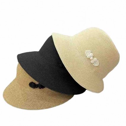 2024 new women Sun Hats paper Straw wide brim beach hat for women with pearls bowknot cloche hat for Travel Outdoor 2024 new women Sun Hats paper Straw wide brim beach hat for women with pearls bowknot cloche hat for Travel Outdoor