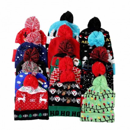 14 colors Led shiny Christmas bling led beanie hat with light beanies cuffed santa hat high-grade christmas hat with led light 14 colors Led shiny Christmas bling led beanie hat with light beanies cuffed santa hat high-grade christmas hat with led light