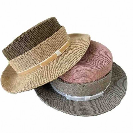 new women Sun Hat Flat Top boater two tone Summer Beach fedora paper straw panama hats wholesale new women Sun Hat Flat Top boater two tone Summer Beach fedora paper straw panama hats wholesale