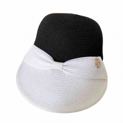 ready to ship spring and summer leisure two tone bowknot paper straw beach baseball cap golf hat Equestrian hat ready to ship spring and summer leisure two tone bowknot paper straw beach baseball cap golf hat Equestrian hat