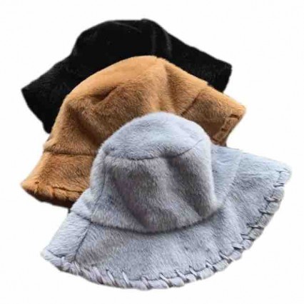 Winter Women solid color lamb wool bucket hat Fisherman Hats Warm Windproof Cap Winter Women solid color lamb wool bucket hat Fisherman Hats Warm Windproof Cap
