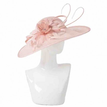 women pink wide brim sinamay Church formal hat Kentucky Derby Fascinator Floral Tea Party Wedding elegant hats for ladies women pink wide brim sinamay Church formal hat Kentucky Derby Fascinator Floral Tea Party Wedding elegant hats for ladies