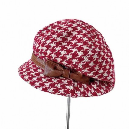 fashion chic womans winter houndstooth Sun hat grid tweed woolen bucket dress cloche red bucket hats fashion chic womans winter houndstooth Sun hat grid tweed woolen bucket dress cloche red bucket hats