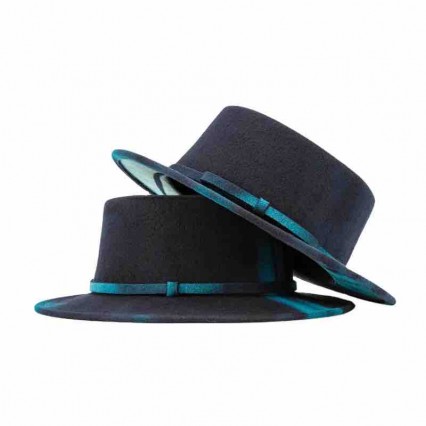 Fashion women 100% australian wool felt flat top hat tie dyed dress cloche fedora womens winter hats 2024 Fashion women 100% australian wool felt flat top hat tie dyed dress cloche fedora womens winter hats 2024