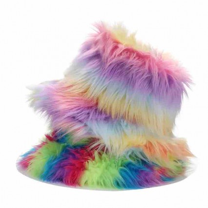 new fashion woman winter hats Soft long Fur tie dye rainbow furry bucket hats Fluffy Winter Warm Fisherman Cap new fashion woman winter hats Soft long Fur tie dye rainbow furry bucket hats Fluffy Winter Warm Fisherman Cap