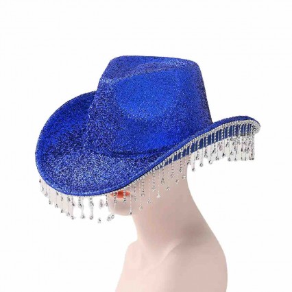 Bride Cowgirl Hat Bling Diamond glitter Fringe blue Cowboy Hat Bride to be for Bachelorette Parties, Engagement Party Bride Cowgirl Hat Bling Diamond glitter Fringe blue Cowboy Hat Bride to be for Bachelorette Parties, Engagement Party