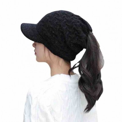 6 colors Women's Warm Chunky Cable Knit Messy Bun Hat Ponytail Visor Beanie Cap womens pony tail hats 6 colors Women's Warm Chunky Cable Knit Messy Bun Hat Ponytail Visor Beanie Cap womens pony tail hats