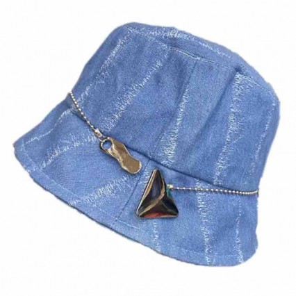 Fashion Packable UV protection sun hat dress Bucket Fisherman hat with metal chain denim hats for women Fashion Packable UV protection sun hat dress Bucket Fisherman hat with metal chain denim hats for women