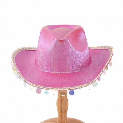 Neon Sparkly Glitter Space party Cowboy Hat Women Funny Metallic Space Shiny Cowboy Hats Flashing Party Hat with sequins