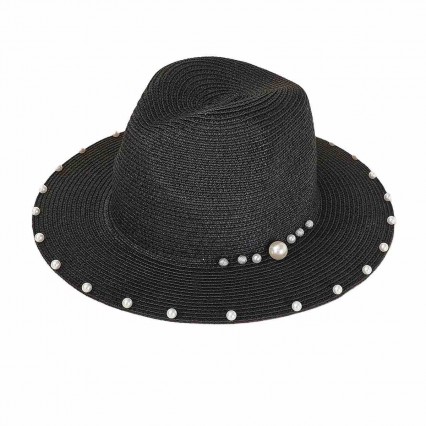 fashion women paper wide brim women ladies panama hat fedora summer beach straw hats with pearls fashion women paper wide brim women ladies panama hat fedora summer beach straw hats with pearls