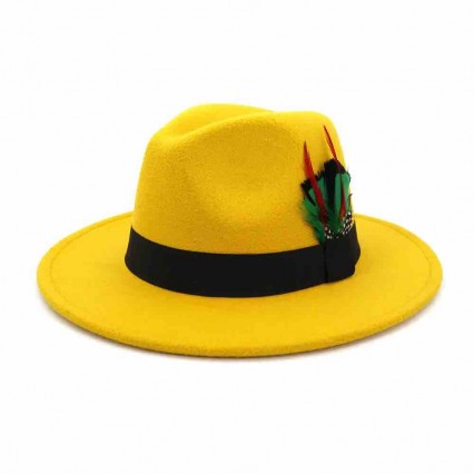 fedora hats women wholesale 17 colors felt fedora hat borsalino panama trilby jazz hat with feather decoration