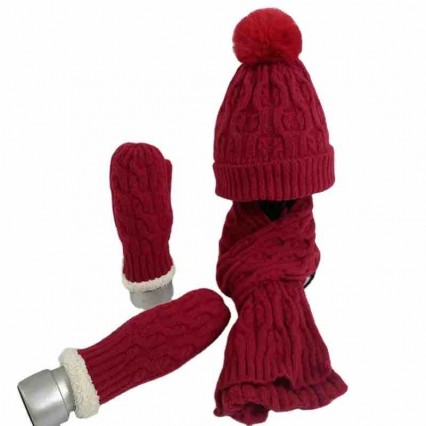 ready to ship 6 colors thickness cable Knitted beanie hat cap winter hat set woman scarf and glove sets ready to ship 6 colors thickness cable Knitted beanie hat cap winter hat set woman scarf and glove sets