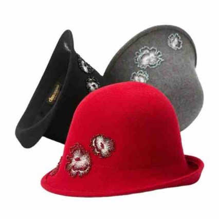 Fashion 100% australian wool felt hat floral embroidered bowler bucket felt hats women winter cloche fedora dressy hats Fashion 100% australian wool felt hat floral embroidered bowler bucket felt hats women winter cloche fedora dressy hats