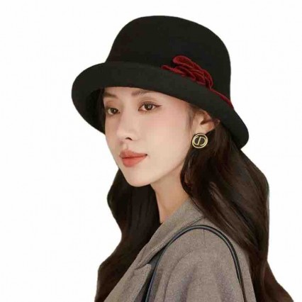 fashion chic felt hats women winter wool felt cloche hat with pearls ladies dress wool hat winter with floral accent fashion chic felt hats women winter wool felt cloche hat with pearls ladies dress wool hat winter with floral accent