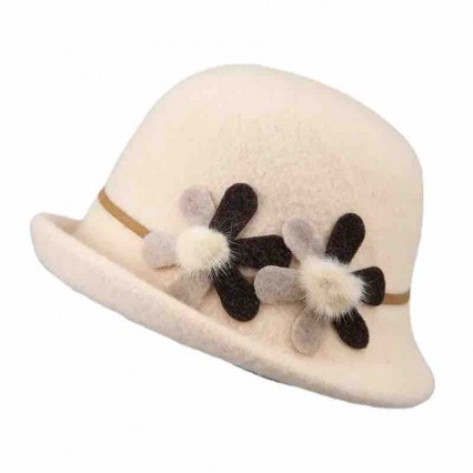 Fashion women wool felt hat bowler derby hat with flowers dress cloche ladies bucket hats Fashion women wool felt hat bowler derby hat with flowers dress cloche ladies bucket hats