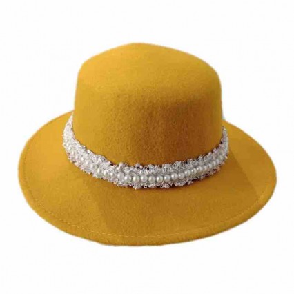 fashion women Wool Felt pearls boater hats fedora gentleman Hat fashion women Wool Felt pearls boater hats fedora gentleman Hat