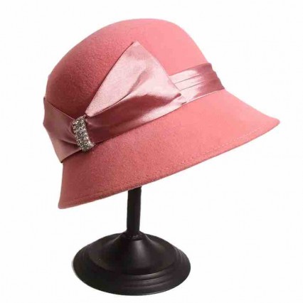 Fashion chic women ladies girls elegant pink Wool Felt derby bowler church hats female dress Hats cloche hat with satin bowknot Fashion chic women ladies girls elegant pink Wool Felt derby bowler church hats female dress Hats cloche hat with satin bowknot