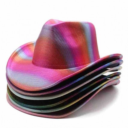 ready to ship fashion halloween carnival party Iridescent Holographic Space womens Cowgirl Hats rainbow stripe cowboy hat party ready to ship fashion halloween carnival party Iridescent Holographic Space womens Cowgirl Hats rainbow stripe cowboy hat party