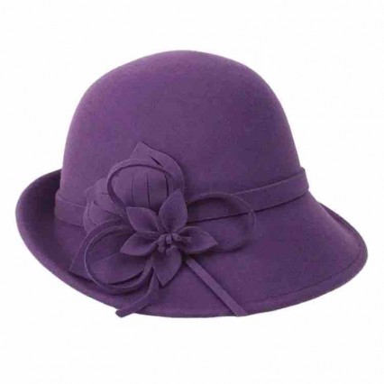 fashion chic women purple lady luxury felt fedora women's formal hats cloche stylish hat with flower fashion chic women purple lady luxury felt fedora women's formal hats cloche stylish hat with flower