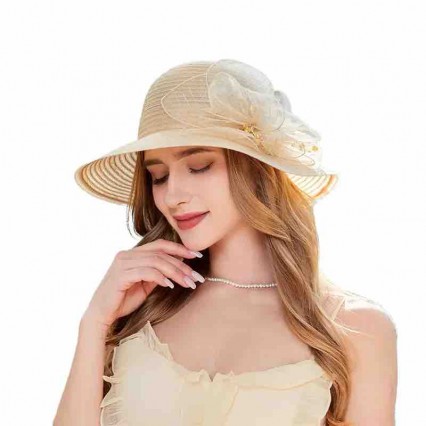 ladies Church hat Kentucky Derby Dress Cloche sun Hat Fascinator Floral Tea Party Wedding organza women's formal hats ladies Church hat Kentucky Derby Dress Cloche sun Hat Fascinator Floral Tea Party Wedding organza women's formal hats