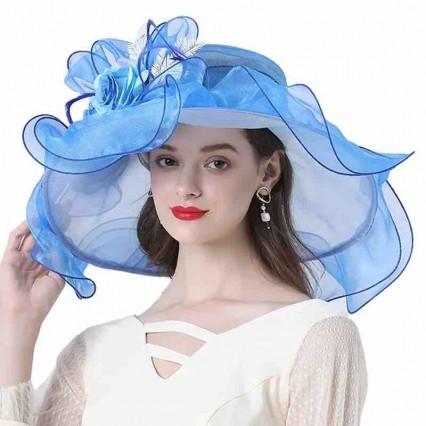 wholesale fashion Women sun hat Ruffles wide brim Kentucky Derby Organza Church wedding Party hat with big flower wholesale fashion Women sun hat Ruffles wide brim Kentucky Derby Organza Church wedding Party hat with big flower