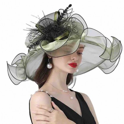 wholesale fashion Women sun hat Ruffles wide brim Kentucky Derby Organza Church wedding Party hat with big flower wholesale fashion Women sun hat Ruffles wide brim Kentucky Derby Organza Church wedding Party hat with big flower