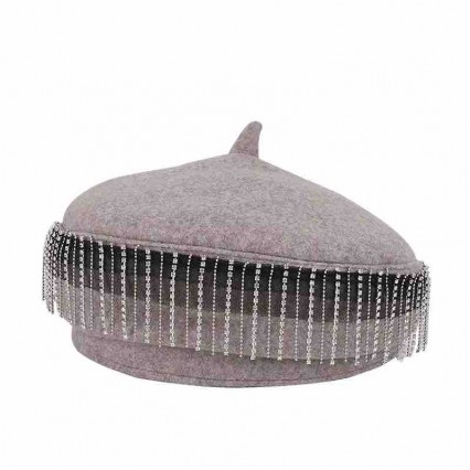 new fashion elegant women's ladies wool rhinestone tassel beret Fascinators hat new fashion elegant women's ladies wool rhinestone tassel beret Fascinators hat