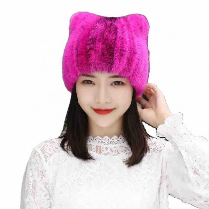 ready to ship 9 colors Woman Winter Real Mink Fur Beanie Hat animal ears warm winter hats for women luxury ready to ship 9 colors Woman Winter Real Mink Fur Beanie Hat animal ears warm winter hats for women luxury