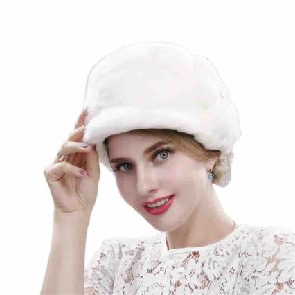 ready to ship Warm Winter Fashion Womans white mink Fur beret Hat Real mink hair Fur dress Hat Beanie Knit Hats with diamond ready to ship Warm Winter Fashion Womans white mink Fur beret Hat Real mink hair Fur dress Hat Beanie Knit Hats with diamond