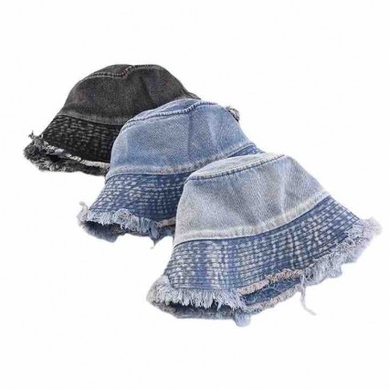 Women cotton washed distressed denim bucket hat Fishing Bucket Hat Travel Outdoor bucket hats wholesale Women cotton washed distressed denim bucket hat Fishing Bucket Hat Travel Outdoor bucket hats wholesale