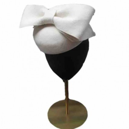 Vintage Womens Dress Fascinator Wool felt Pillbox Hat Formal small white church hats Wedding dress beret Hat with bowknot Vintage Womens Dress Fascinator Wool felt Pillbox Hat Formal small white church hats Wedding dress beret Hat with bowknot
