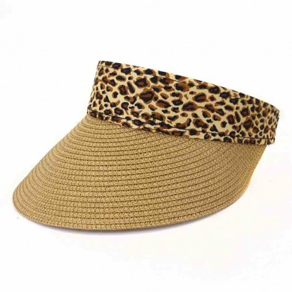 2024 new summer hat for women wide brim UV protection Sun beach Visor hat Tourism sun blocking hats with leopard trim 2024 new summer hat for women wide brim UV protection Sun beach Visor hat Tourism sun blocking hats with leopard trim