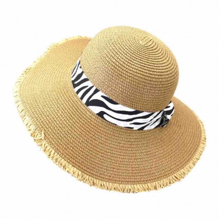 2024 new UPF50 beach floppy hats for women summer straw female paper straw wide brim womens dress hats with zebra ribbon 2024 new UPF50 beach floppy hats for women summer straw female paper straw wide brim womens dress hats with zebra ribbon