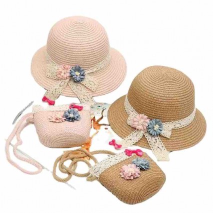 fashion chic mother and kid UPF 50+Sun Protection Hat Beach Tote Bag Sun cloche Hat with flowers accent purse and hat sets women fashion chic mother and kid UPF 50+Sun Protection Hat Beach Tote Bag Sun cloche Hat with flowers accent purse and hat sets women