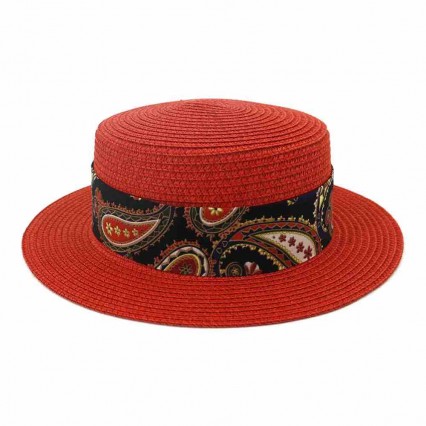 fashion dress UPF50 beach hats for women summer straw female wide brim paper boater flat topped straw hat with cashew ribbon fashion dress UPF50 beach hats for women summer straw female wide brim paper boater flat topped straw hat with cashew ribbon