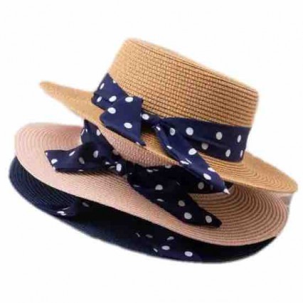 2024 fashion Womens dress hats UPF50 summer beach sun Hats paper straw boater panama fedora trilby hat with polka dot ribbon 2024 fashion Womens dress hats UPF50 summer beach sun Hats paper straw boater panama fedora trilby hat with polka dot ribbon