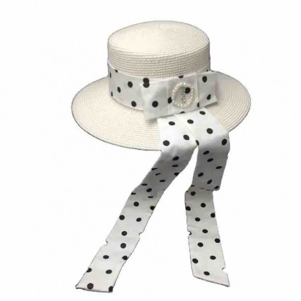 2024 new Womens white dress hats UPF50 summer beach sun Hats paper straw boater panama fedora trilby hat with polka dot ribbon 2024 new Womens white dress hats UPF50 summer beach sun Hats paper straw boater panama fedora trilby hat with polka dot ribbon
