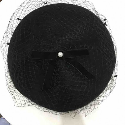 fashion elegant women ladies black wool felt pillbox hats dress hats french beret Fascinators with mesh veil & bowknot fashion elegant women ladies black wool felt pillbox hats dress hats french beret Fascinators with mesh veil & bowknot