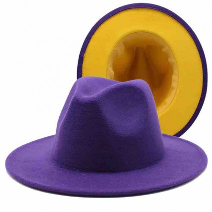 ready to ship men women unisex 8 colors fashion chic Wide Brim Two Tone felt Fedora Hats Dress Hats Panama Hat ready to ship men women unisex 8 colors fashion chic Wide Brim Two Tone felt Fedora Hats Dress Hats Panama Hat