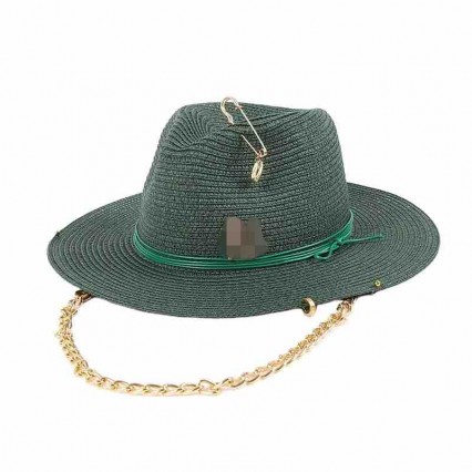 2024 new fashion Womens UPF50 summer beach sun Hats with pin and chain Accessories wide brim paper straw hat 2024 new fashion Womens UPF50 summer beach sun Hats with pin and chain Accessories wide brim paper straw hat