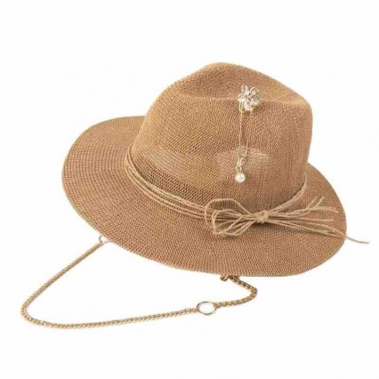 2024 new fashion Womens UPF50 summer beach sun Hats with pin and chain Accessories wide brim paper straw hat 2024 new fashion Womens UPF50 summer beach sun Hats with pin and chain Accessories wide brim paper straw hat